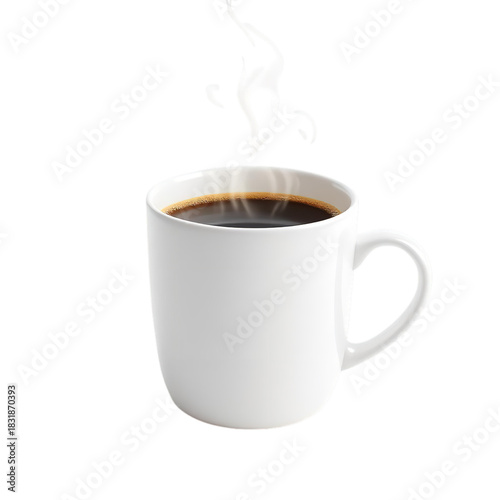 Wallpaper Mural Freshly brewed black coffee in white mug with steam for morning energy and caffeine boost drink 100 character on transparent background Torontodigital.ca