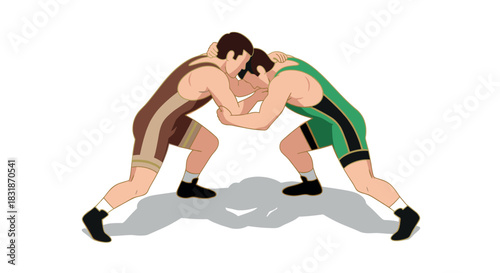 Dynamic wrestling match: engaging and competitive athletes in action