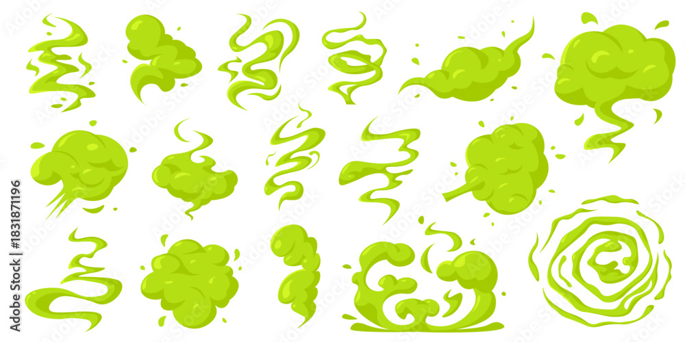 Naklejka premium Bad smell clouds, green vector icons