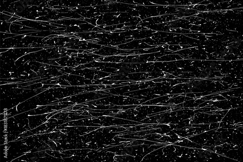 Snow flakes falling isolated. White snowflakes on black background. Snow pattern texture. Snowstorm backdrop. Snowfall overlay background. Winter ice effect. Vector illustration, EPS 10.
