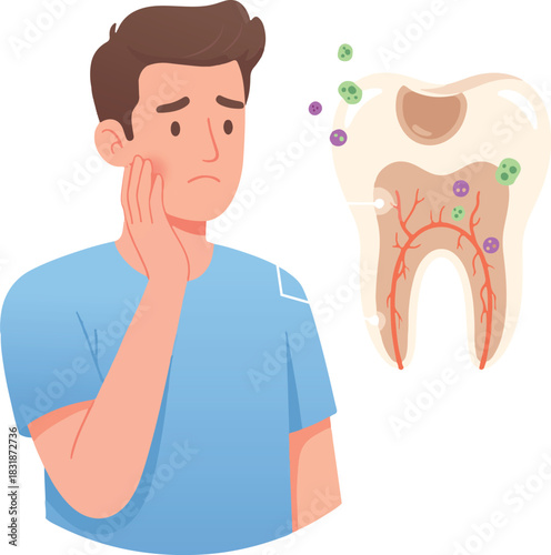 Man Suffering Toothache from Cavity Pain