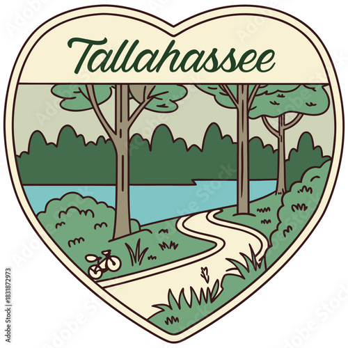 Tallahassee Nature Trail in Heart Frame – Scenic Outdoor Illustration