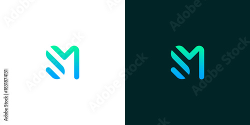 Innovative and fluid 'M' letterform logo, designed with a modern gradient for digital branding, conveying progress, connectivity, and a fresh visual identity for technology and startup ventures