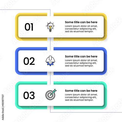 Infographic template. 3 rectangular banners connected by a line