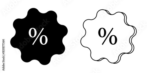 Percentage discount icon set, Percent icon symbol. Vector icon in trendy flat design, Discount icon set multiple style collection, Discount tag icon black silhouette for web, and mobile app