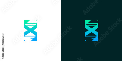 Elegant DNA Strand Logo Modern Science Symbol for Biotech and Genetics Research