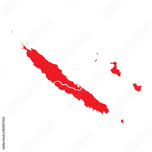 Abstract Red New Caledonia Map with Cities