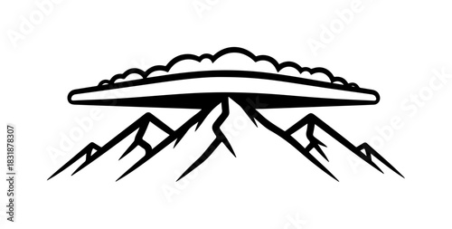 Stunning mountain range silhouette with cloudscape, adventure awaits