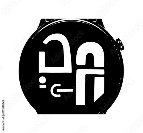 Modern smartwatch icon for wearable tech design, sleek user interface symbol