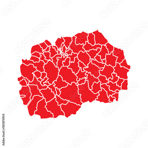 Abstract Red Macedonia Map with Cities