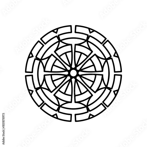 Elegant dharma wheel symbol for spiritual design and mindfulness practices