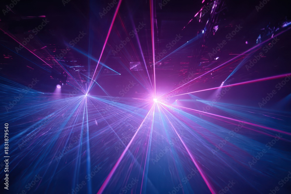 Fototapeta premium Dynamic Laser Beams. Futuristic Light Display for Nightlife and Concert Celebration