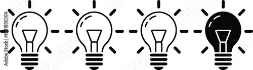 Lamp line icon set. Idea lamp icon collection. Flat style - stock vector.
