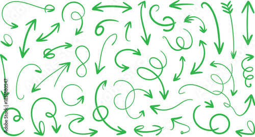 Collection hand drawn arrows. Set simple arrows isolated on white background. Arrow mark icons. Arrow paint - stock vector.
