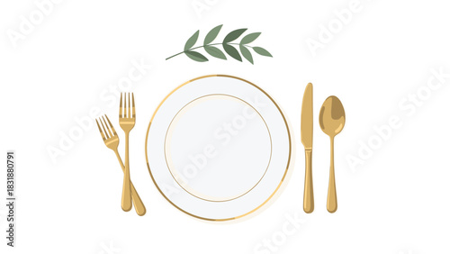 Elegant gold cutlery and plate setting for sophisticated dining occasions adds a touch of class to any event or design project beautifully