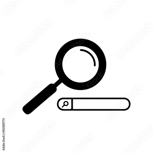 Search magnifying glass silhouette icon vector illustration on white background