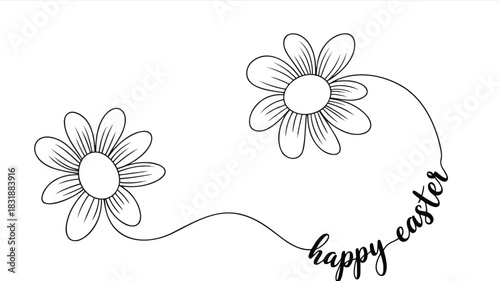 Delicate hand drawn daisies and flowing script text wishing a happy easter