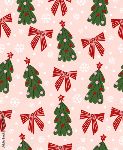 Pattern of New Year's elements on a light pink background.