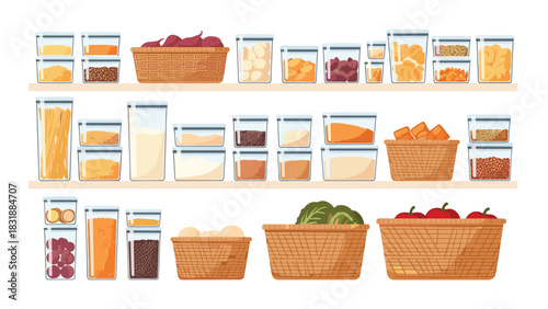 Organized pantry goals with charming baskets and glass containers for a serene kitchen aesthetic and modern home organization inspiration