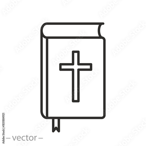 Bible icon. Book with cross. Holy Scripture illustration.