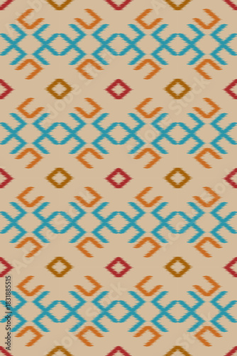 Sun-Drenched Ikat Chevron Pattern with Warm Radiant Tones and Organic Dye Textures