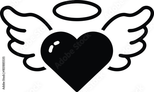 Angelic heart symbol isolated on white background