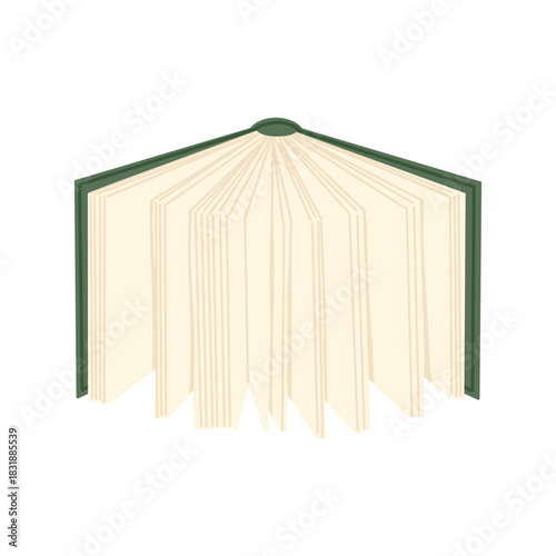 Opened book with visible white pages. Vector hand drawn illustration for stationery, stickers, reading designs and book-themed decor isolated on white