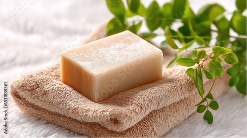 Natural soap on towel