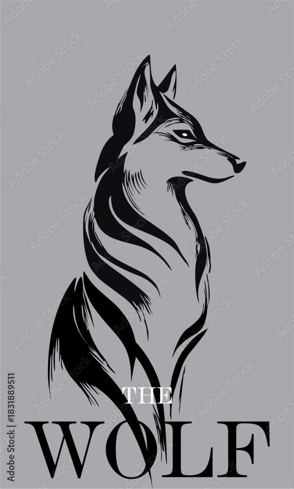 Fototapeta premium Abstract Wolf Silhouette in T...