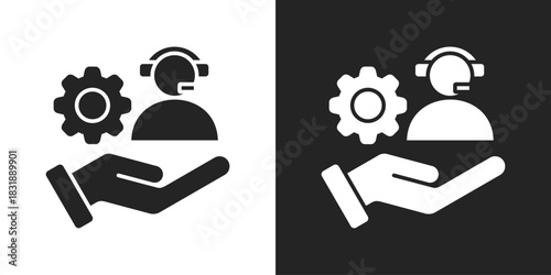 Support Icon In Black And White Glyph Style