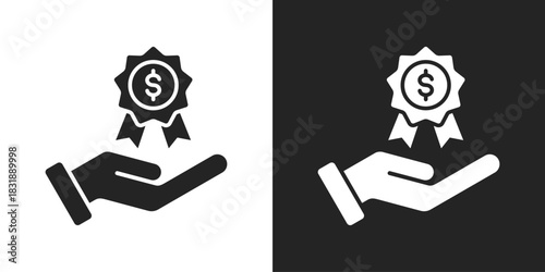 Benefit Icon In Black And White Glyph Style