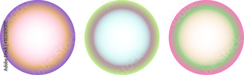 Purple Yellow Glow Circle, Green Cyan Gradient Sphere, Pink Green Soft Light Orb Vector Set – Abstract Round Glow Design