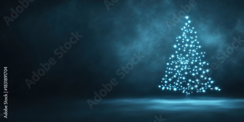 Dark blue Christmas background image with a Christmas tree
