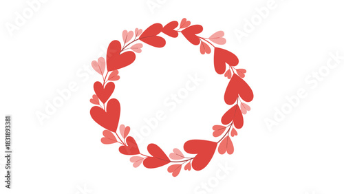 Romantic heart wreath design for Valentine's Day cards and wedding invitations with charming, elegant style and beautiful, loving sentiment