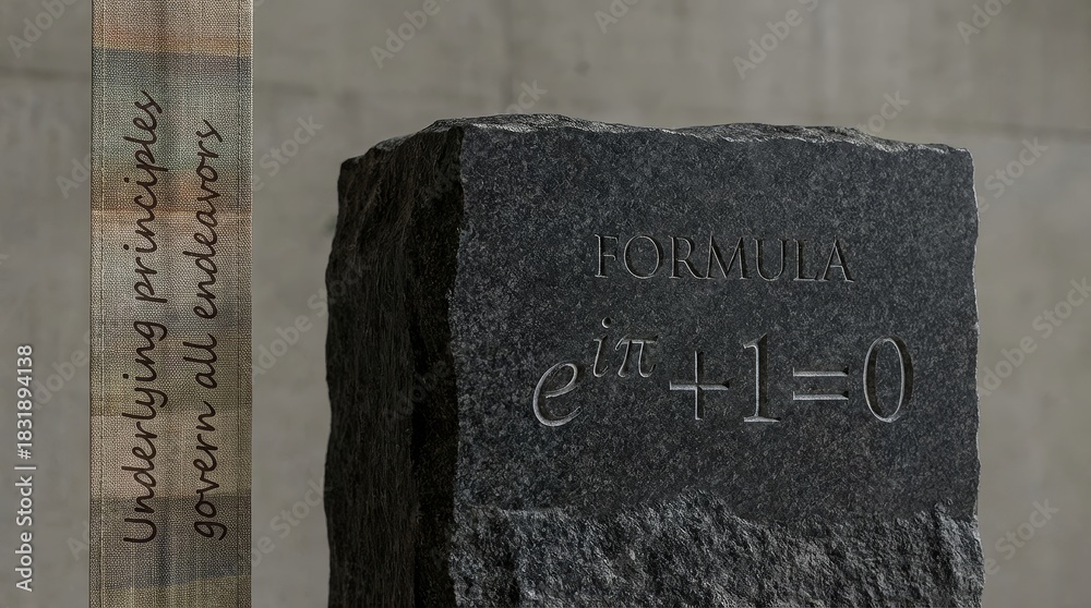 Obraz premium Stone sculpture displays Euler's identity formula