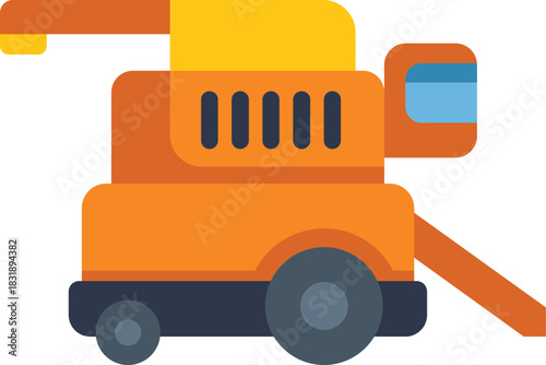 This minimalist vector illustration features a combine harvester working in a field, perfect for agricultural or farming related designs