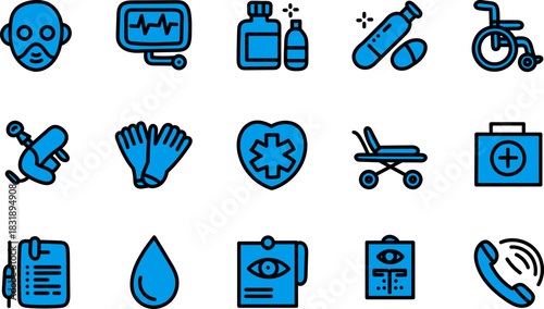 Hand Drawn Medical Icons Set – Healthcare, Hospital, Emergency and Treatment Symbol Collection