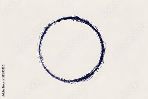 Hand drawn rough circle outline on textured paper background