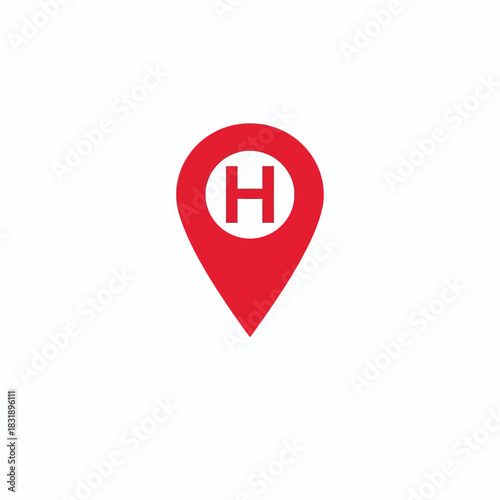Hospital Location Pin Icon, map pointer icons
