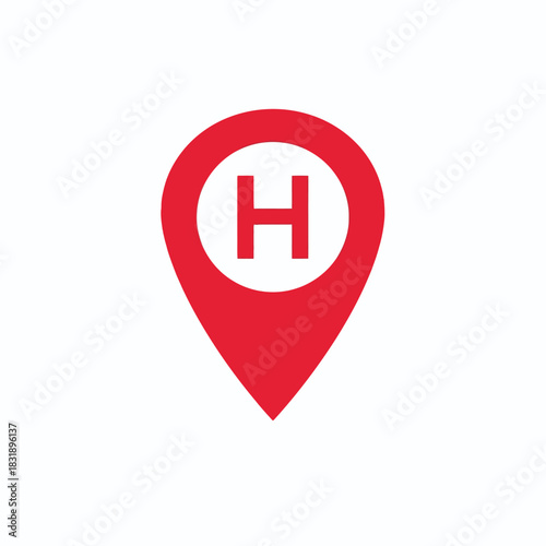 Hospital Location Pin Icon, map pointer icons