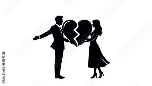 Romantic couple embracing silhouette design