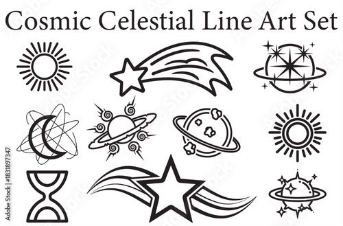 Cosmic & Celestial Icons Line Art