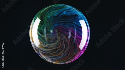 Swirling Colorful Liquid In A Transparent Sphere abstract ball