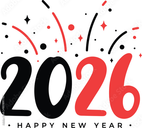 Celebrate 2026 New Year with this modern festive design for cards, invitations, and promotions, bringing joy and anticipation for a bright year ahead