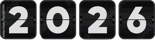 Anticipate the Year Ahead 2026 with Nostalgic Flip Clock Design for Calendars, Business Reports, and Innovative Product Launches, Ushering in Futuristic Themes