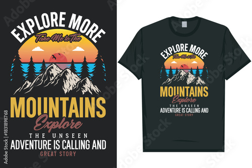 Explore more mountain adventure vintage retro wildlife wilderness forest river pine trees wolf bear hill hiking lover campfire great outdoors wanderlust 
typography graphics tshirt design