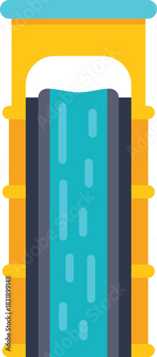 Simple colorful vector illustration of a water park slide flowing downwards