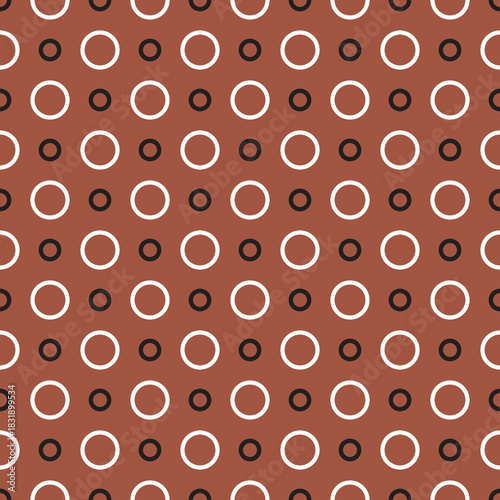 Tile vector pattern with white and black dots on brown background