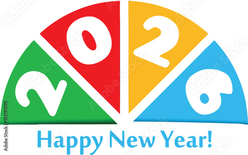 Celebrate a bright 2026 New Year with a vibrant, segmented number graphic, perfect for greetings, cards, and festive designs with modern flair