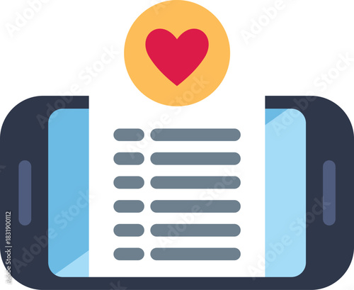 Smartphone displaying an online dating application with a heart icon, symbolizing love and connection in the digital age